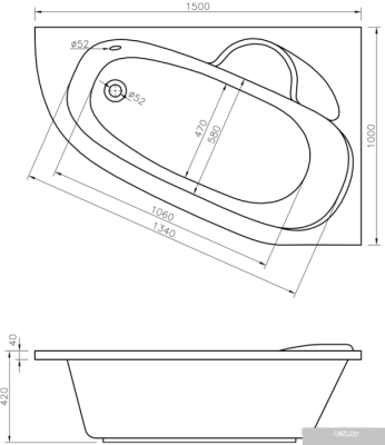 Ванна Lavinia Boho Bell Pro 150x100 L 3702150L
