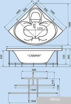 Ванна Triton Сабина 160x160 (гидромассаж Стандарт)