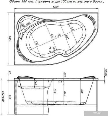 Ванна Aquanet Capri 170x110 L (c каркасом)