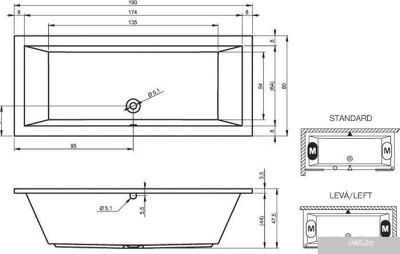 Ванна Riho Lusso 190x80