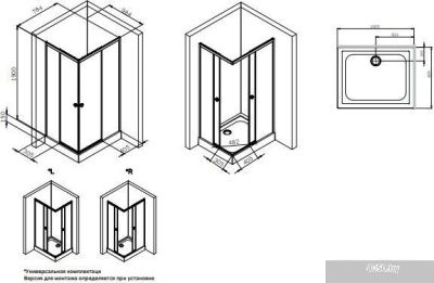 AM.PM X-Joy Square Slide 100x80 W94G-403-10080-MТ (матовый хром/прозрачное стекло)