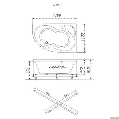 Ванна Triton Мари 170х110 левая