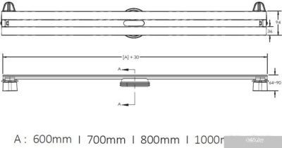 Трап/канал Berges Wasserhaus Super Slim 700 092153 (золото глянец)
