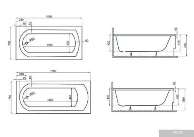 Ванна Polimat CLASSIC 160x70 с ножками