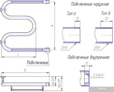 Полотенцесушитель Gloss & Reiter М. 50x150 (1