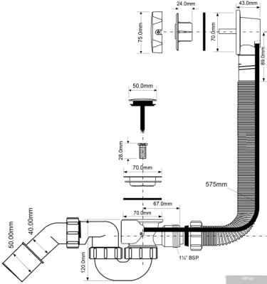 Сифон McAlpine MRB2SN-PB