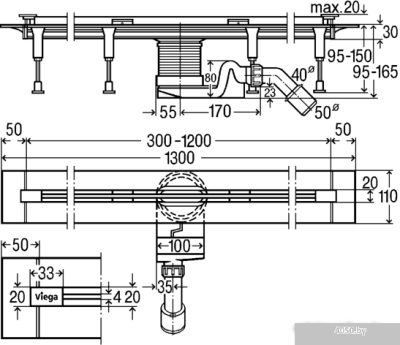 Трап/канал Viega Advantix Vario 704353 (с матовой вставкой SR1)
