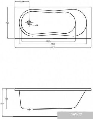 Cersanit Nike 170x70 (с каркасом и 2 экранами)