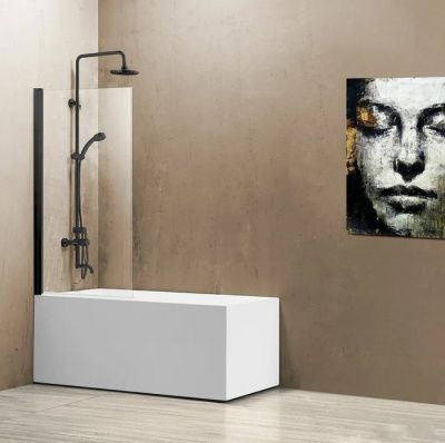 Стеклянная шторка для ванны Vincea VSB VSB-11800CLB (черный/прозрачное)