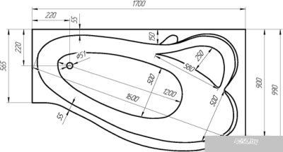 Ванна 1Марка Gracia 170x99