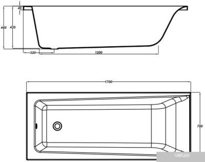 Cersanit Lorena 170x70 (с каркасом и 2 экрана)