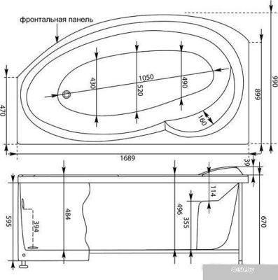 Ванна Aquanet Jersey 170x90 L (с каркасом)