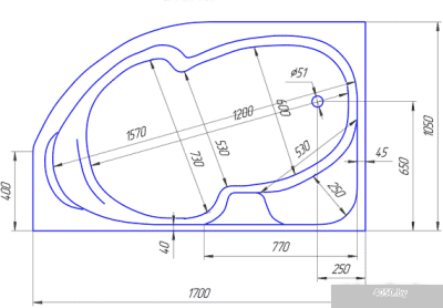 Ванна 1Марка Diana 170x105 (левая)