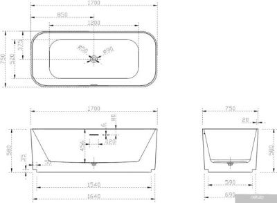 Ванна Abber 170x75 AB9363-1.7