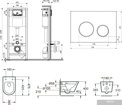 Унитаз Lavinia Boho Biore Compacto Rimless 7 в 1 87040090 (хром пластик)