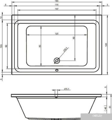Ванна Riho Castello 180x120