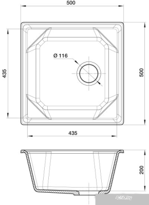 Кухонная мойка GranFest GF-U-500 (иней)