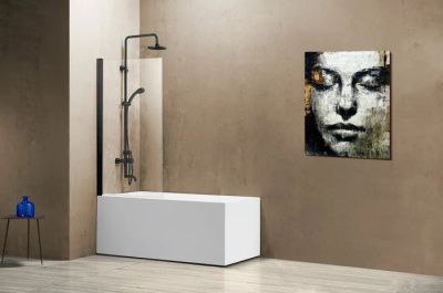Стеклянная шторка для ванны Vincea VSB VSB-11800CLB (черный/прозрачное)