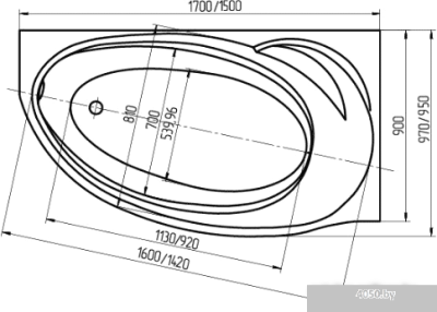 Ванна Aquatek Бетта 160x97R (с экраном)