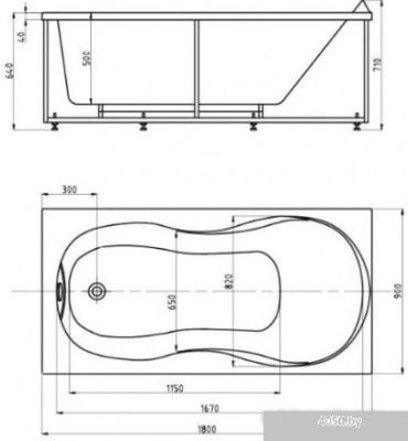 Ванна Aquatek Мартиника 180x90 (с экраном, слив слева)