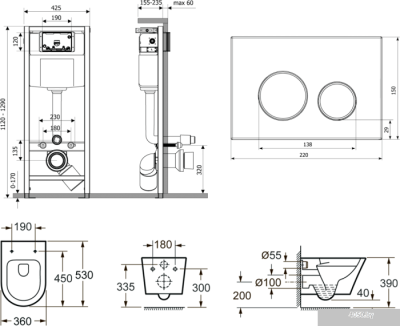 Унитаз Lavinia Boho Relfix Biore Rimless 7 в 1 87040108 (черное стекло)