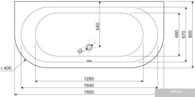 Ванна Cezares Metauro Wall 180x80