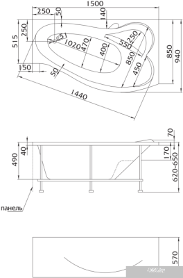 Ванна 1Марка Gracia 150x94R