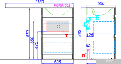 Aqwella Тумба Forma 115 L FOR01052 с умывальником Forma FOR.11.04.D-L