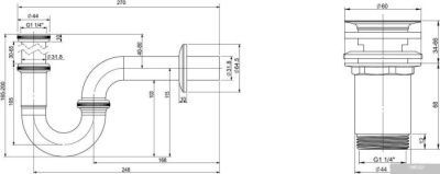 Wellsee Drainage System 182102004 (сифон, выпуск, хром)