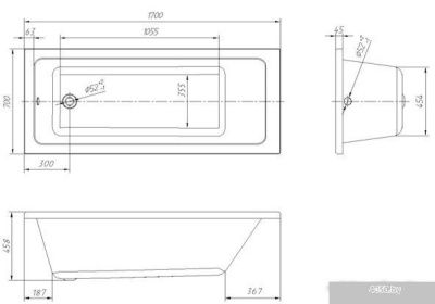Ванна Ventospa Novaro 170x70 (с каркасоми экраном)
