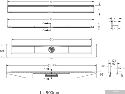 Трап/канал Berges Wasserhaus B1 Keramik 900 (матовый хром)