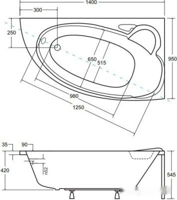 Ванна Besco Finezja Nova 140x95 R