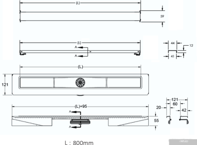 Трап/канал Berges Wasserhaus С1 Norma 800 (матовый хром)