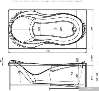 Ванна Aquanet Grenada 170x80 (с каркасом)