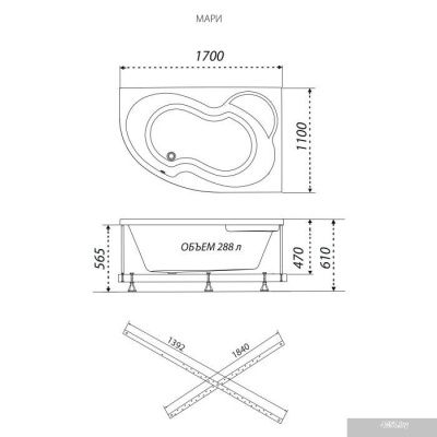 Ванна Triton Мари 170х110 правая