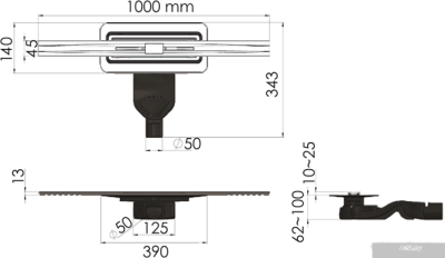 Трап/канал Berges Wasserhaus Simpel 1000 (матовый хром)