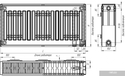 Стальной панельный радиатор Лидея ЛУ 22-312 300x1200