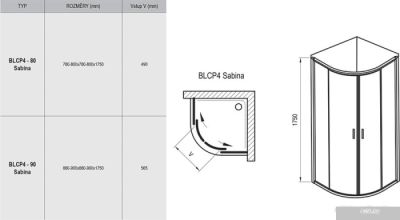 Душевой уголок Ravak Blix BLCP4 SABINA 90x90 (сатин/графит)