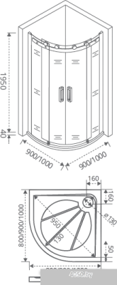 Душевой уголок Good Door Galaxy R-TD 100x100 (прозрачное/хром)