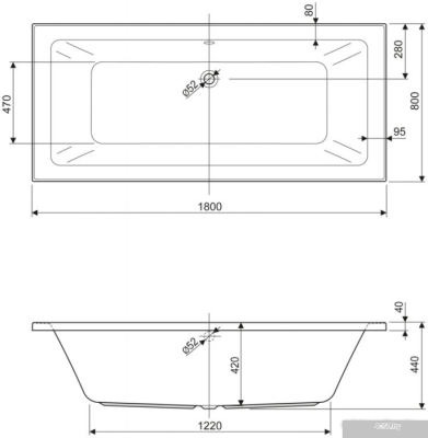 Ванна Cezares Plane Mini 180x80