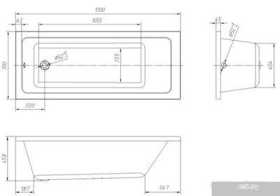 Ванна Ventospa Novaro 170x70 (с ножками)