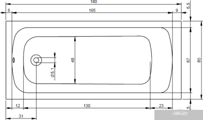 Ванна Riho Dola 180x80 [BB32]