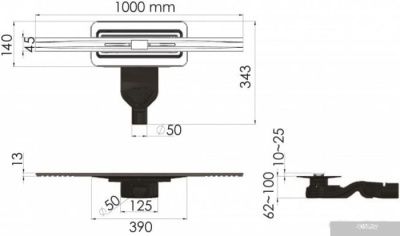 Трап/канал Berges Wasserhaus Simpel 1000 091113 (хром глянец)