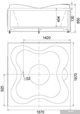 Ванна Gemy G9089 K R 187x187