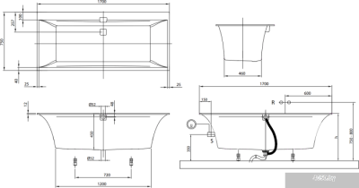 Ванна Villeroy & Boch Squaro Edge 12 (UBQ170SQE2DV) 170x75