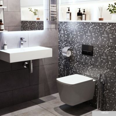 Унитаз Lavinia Boho Relfix Aveo Rimless 7 в 1 87050214 (черное стекло)