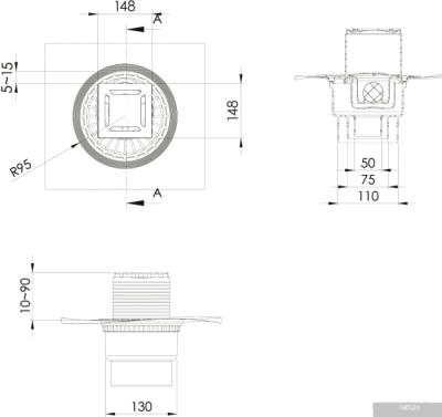 Berges Wasserhaus Zentrum Norma 150x150 090463 (матовый хром)