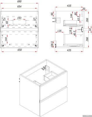 ЗОВ Тумба с умывальником Лира 70 L70MWFMLGVG-OL70 (грифель глянец)