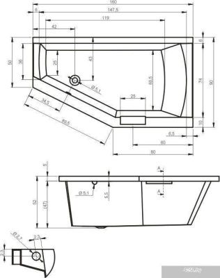 Ванна Riho Geta 160x90