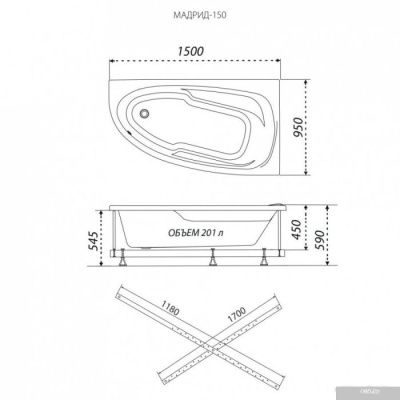 Ванна 1AcReal Мадрид 150х95 R